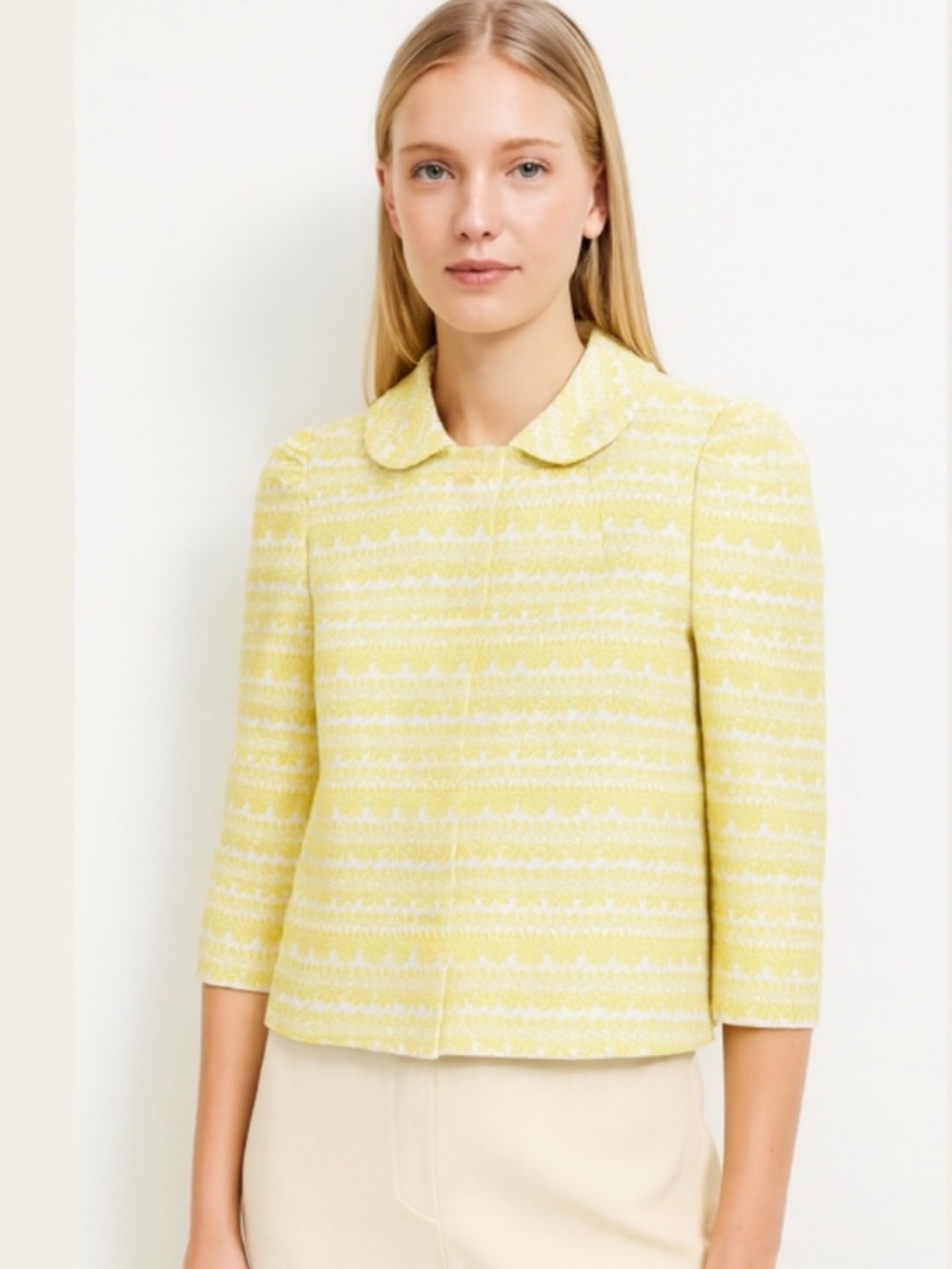 RED Valentino Yellow Patterned Peter Pan Collar Jacket